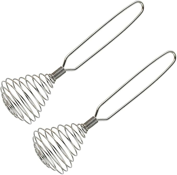 Stainless Steel Spring Coil Whisk Set 2 Pack, Wire Whip Egg Beater, Kitchen Cookware Hand Mixer For Cooking, Mixing, Blending, Beating, Stirring, 8.7 Inch