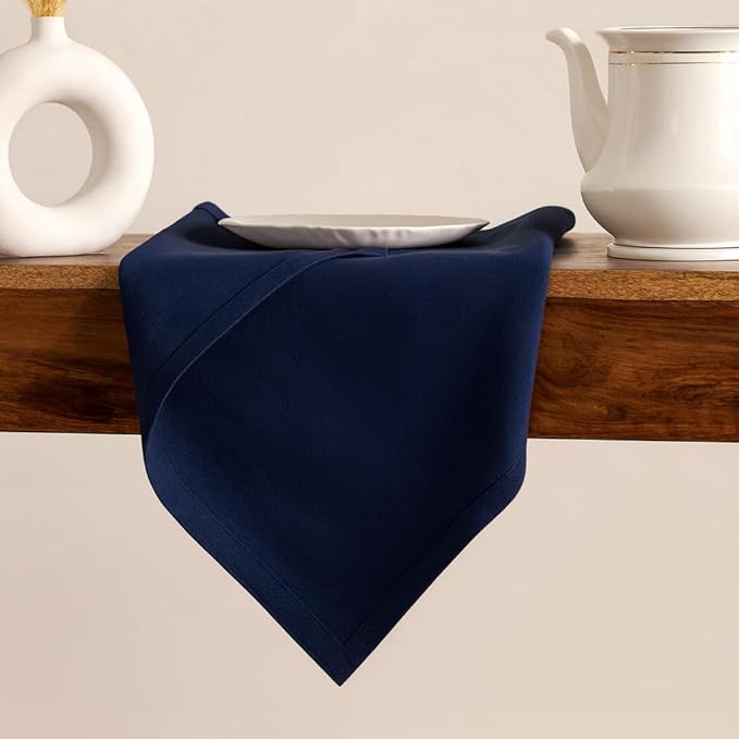 Cloth Napkins Set of 12 Navy Blue Solid Dinner Napkins 18x18 Inch, 100% Cotton, Soft Absorbent Reusable Washable Durable Napkin, Decorations, Restaurant, Wedding & Table Décor, Everyday Use