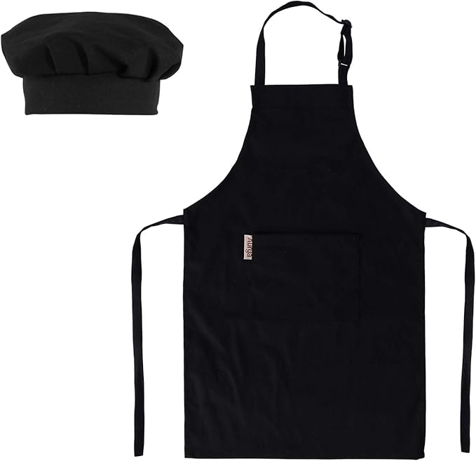 Adjustable Apron and Chef Hat Set for Cooking and Baking