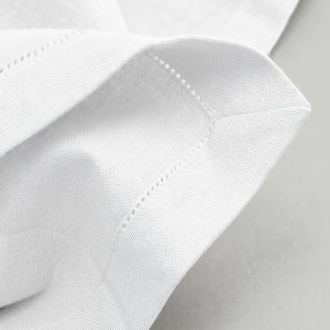 Palisa White Cotton Napkins Set of 4 | Premium Hemstitch Detailing Cloth Dinner Napkins 18x18 Inch | Soft Washable & Reusable Table Napkins for Everyday Use Weddings Parties Restaurants & Hotels
