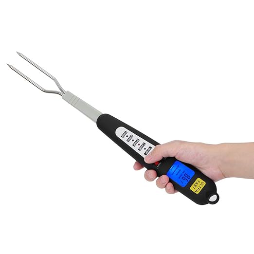 Jerlifkyer Digital Meat Thermometer Fork,Instant Read Temperature with LED Screen and Ready alarmfood Probe Gadget for Grilling, Barbecuing and Cooking