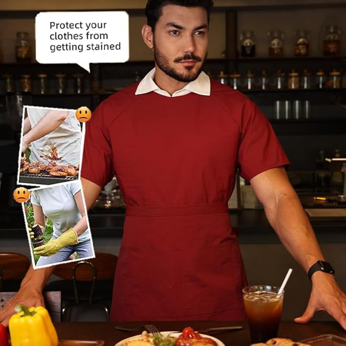 Chef Apron-Cross Back Apron for Men Women with Adjustable Straps and Large Pockets,Canvas