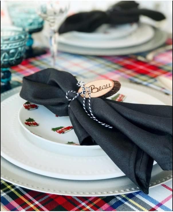 Your Chair Covers Cloth Polyester Napkins, 20 x 20 Inch, Washable Dinner Fabric Linen Napkins with Hemmed Edges for Restaurant, Wedding and Holiday Pack of 10 (Black)