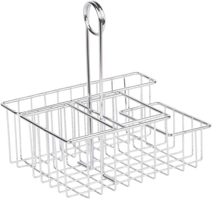 GET Modern Chrome Metal Four Compartment Condiment Caddy Table Caddies Collection