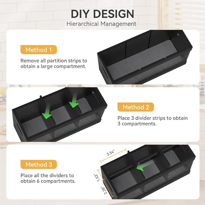 Yofidra Bamboo Utensil Holder & Silverware Organizer: Extra Large Cooking Spoon Holder with Absorbing Drying Stone and 6 Compartments Kitchen Countertop Farmhouse Decor 11.8"X4.7"X5.9" Black