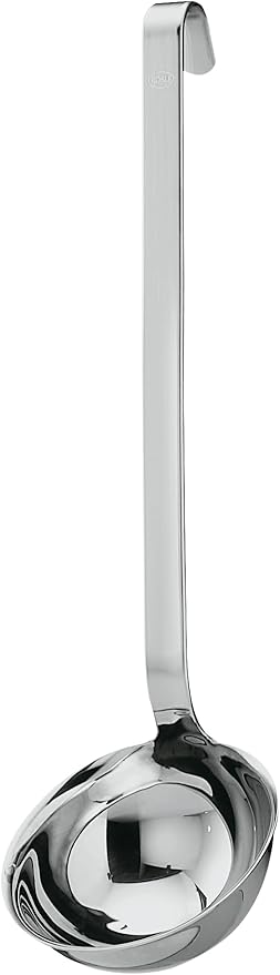 Rosle 10010 Stainless Steel Hooked Handle Ladle with Pouring Rim Serving Spoon 8 Ounce
