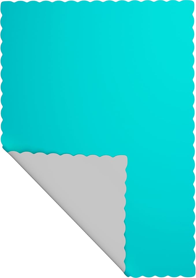 Paper Placemats - Disposable - Scalloped Edge (100, Teal)