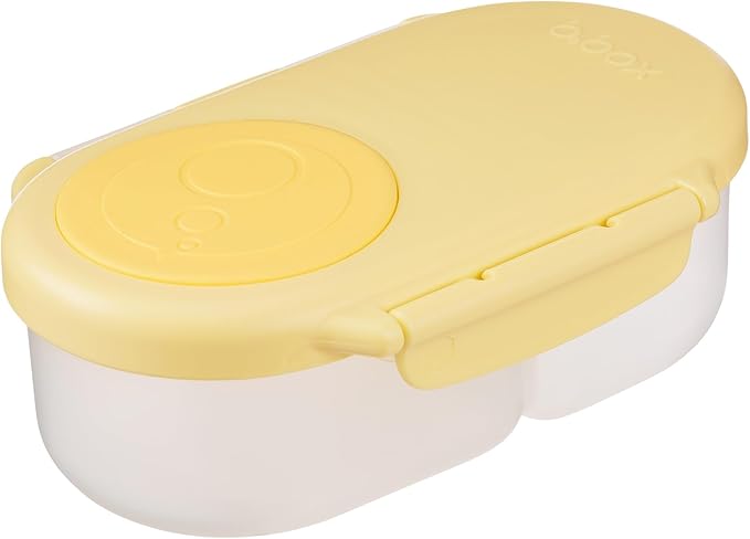 b.box Snack Box - Leakproof Mini Bento Box for Kids & Toddlers, 2 Compartment Snack Containers for Kids, Lunch Containers, Dishwasher Safe, BPA Free, PFAS Free, Ages 4m+, 1 3/4 Cup - Lemon Twist
