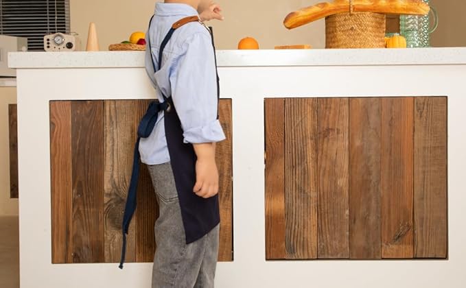 NEOVIVA Heavy Duty Work Apron for Kid Boys with Pockets and Adjustable Cross-back Straps
