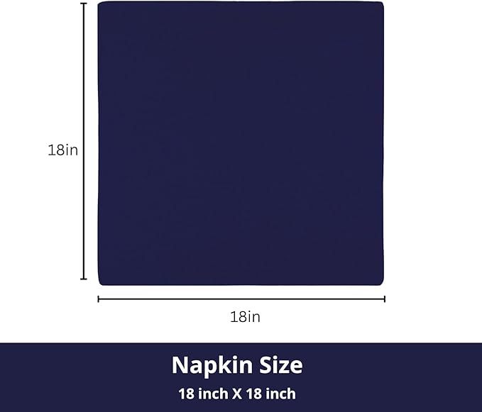 PurpleEssences Set of 12 Cloth Dinner Napkins 100% Cotton 18x18 Inch - Soft Durable Washable - Ideal for Farmhouse Party Spring Easter Summer - Perfect Everyday Use Table Linen - Navy Blue