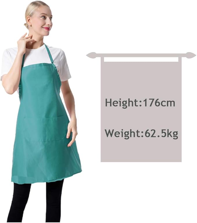 Total 15 PCS Blue Plain Color Bib Aprons Bulk for Women Men Adult with 2 Front Pockets (Baby Blue,15pcs)
