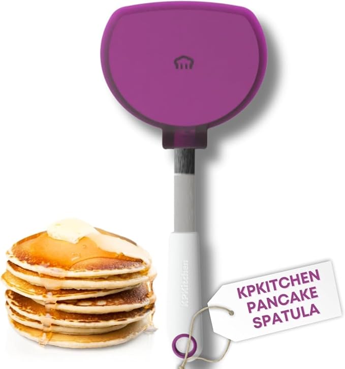 Wide Pancake Spatula Flipper - Heat Resistant Extra Large Silicone Turner for Non-Stick Cookware & Griddle - Perfect for Crepes & Eggs - Ideal Big Baking Tool for Women Who Love to Bake by KPKitchen