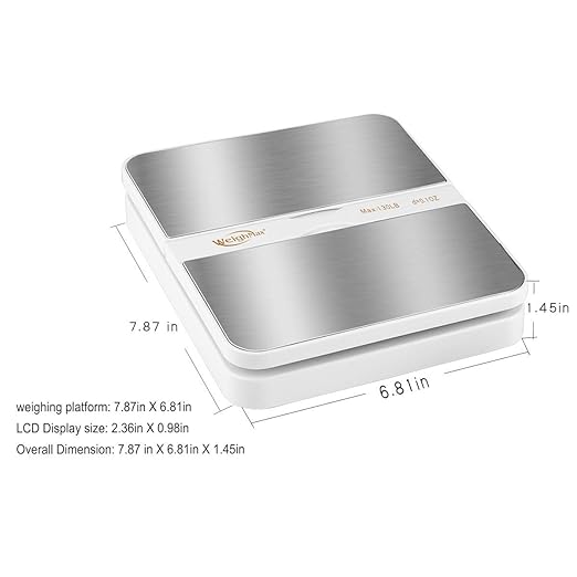 Weighmax 130Lb x0.1OZ Extended Display Digital Shipping Postal Scale, White