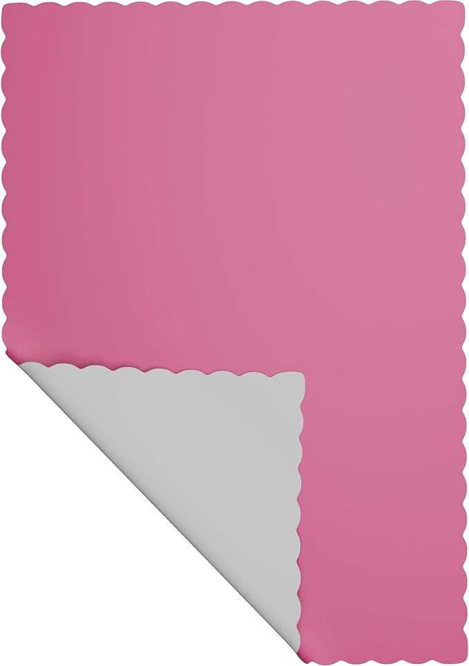 Paper Placemats - Disposable - Scalloped Edge (100, Pink)