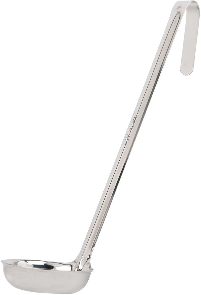Royal Industries Flat Bottom Ladle, Stainless Steel, 6 Oz, Silver