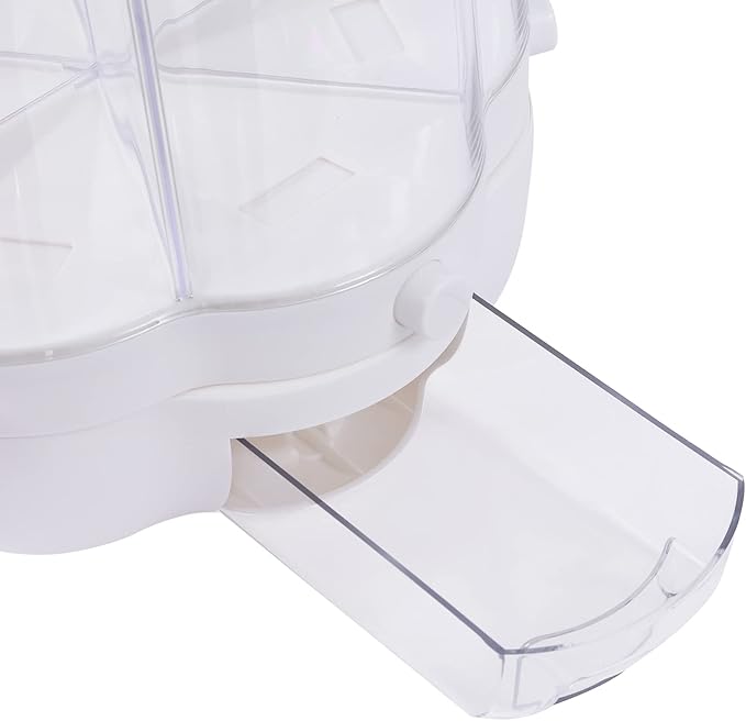 Cereal Dispenser Countertop 360° Rotating Grain Storage Container 13.2-27.56 Lbs Rice Dispenser 6 Grids Dry Food Dispenser Candy Dispensers for Grains, Beans, Rice (White, 17.64Lbs)