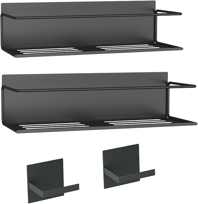 Magnetic Spice Rack For Refrigerator, Space Saving Magnetic Shelf For Fridge Black 2 Pack
