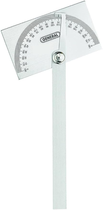 General Tools Angle Protractor #17 Stainless Steel Square Head - Measuring Tool for Carpenters & Woodworking Hobbyists