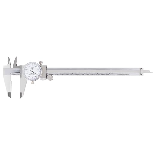 PEC Dial Caliper 0-8 Inch, Stainless Steel Precision Measuring Tool with Shock-Proof Dial, High Accuracy ±0.001"