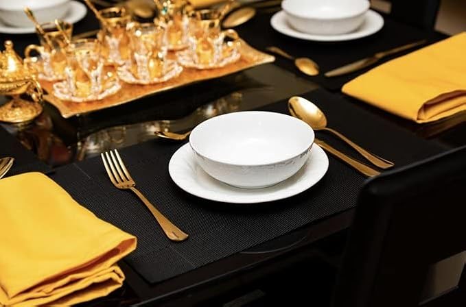 Your Chair Covers Cloth Polyester Napkins, 20 x 20 Inch, Washable Dinner Fabric Linen Napkins with Hemmed Edges for Restaurant, Wedding and Holiday Pack of 10 (Gold)