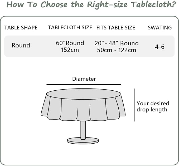 Simple&Opulence Textured Tablecloth 100% Linen Table Cloth, Kitchen Dinning Tabletop Decoration, for Outdoor and Indoor Use (Round Linen, 60")