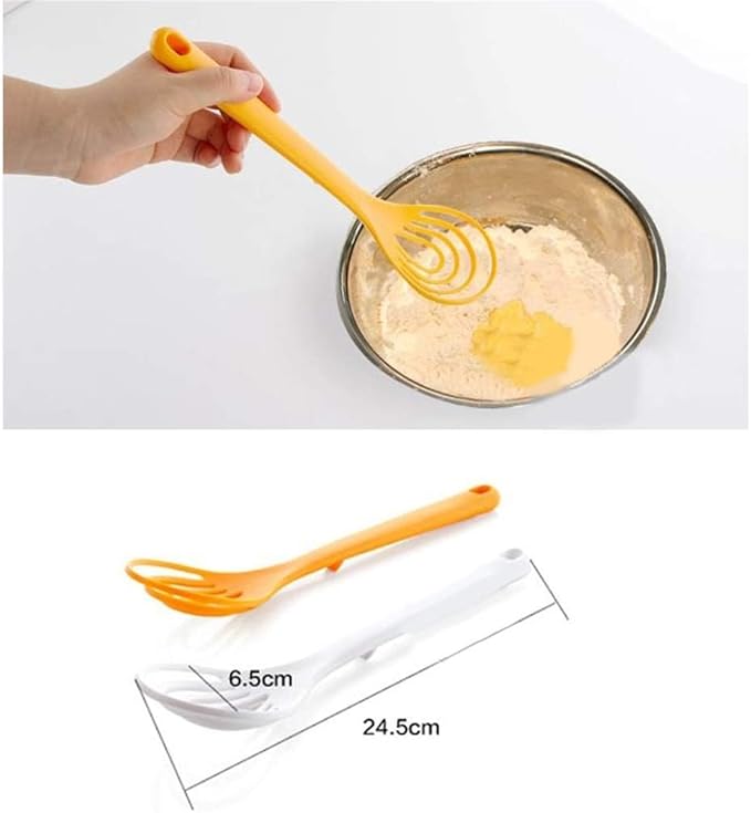 Plastic Whisk Set of 2 | Flat Whisks for Cooking & Kitchen Whisk | BPA-Free Heat-Resistant for Blending, Frothing, Baking | Non-Scratch Manual Mixing Gadgets
