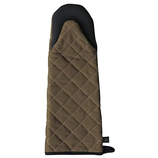 San Jamar 810PM15 Textured Neoprene Bestgrip Puppet Temperature Protection Oven Mitt with Magnet and WebGuard, 13" Length, Tan