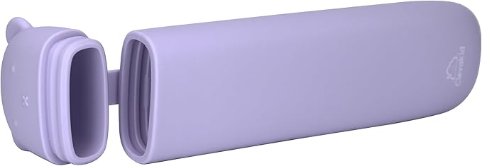 Silicone Cutlery Storage Box for Toddler Utensils – Fits Spoon, Fork & Knife | BPA-Free (Purple Light)