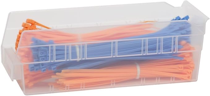 Akro-Mils 30120 Plastic Shelf Bins, Heavy Duty Storage Bins for Garage, Closet, and Drawer Organization, 12" x 4" x 4", Clear, 24-Pack