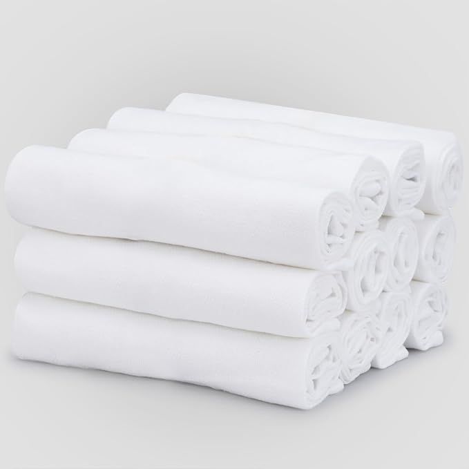 THREAD SPREAD 100% Cotton Dish Cloths - Flour Sack Kitchen Towels - Cotton Blank Towel - Thick Absorbent Quick Dry, Machine Washable - Cleaning & Drying - 28"x28" - Pack of 12, White
