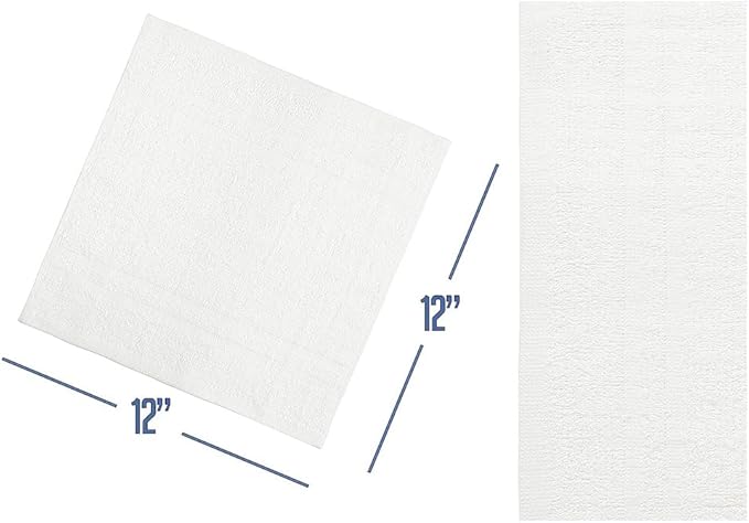 100% Cotton Washcloths - 100 Pack Soft Washcloths for Face & Body - Highly Absorbent - 12 x 12 in - White