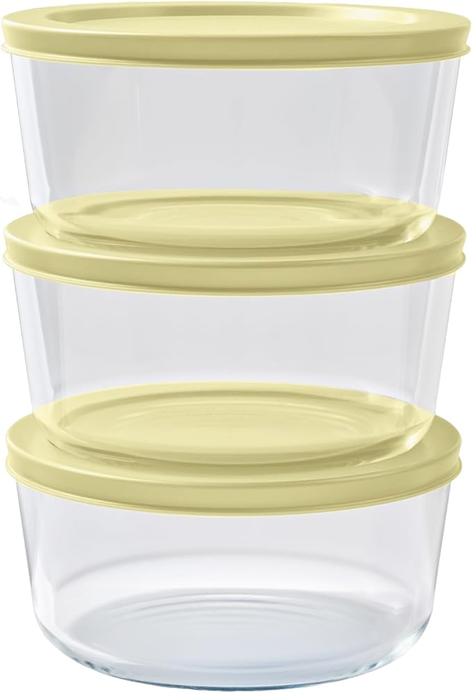 DURA LIVING 6-Piece Glass Food Storage Containers Set (3 Containers + 3 BPA-Free Lids) | 4-Cup, Leakproof | Microwave, Freezer, Oven & Dishwasher Safe | Ideal for Meal Prep & Pantry Organization