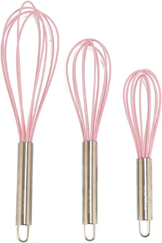Silicone Whisk Set - Non-Scratch - Pink