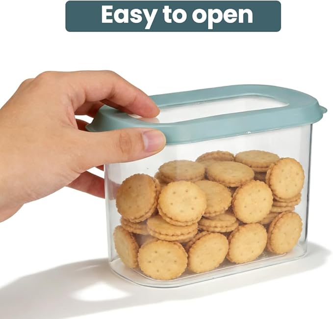 OMIO 5-Piece Airtight Food Storage Containers Set | BPA-Free Plastic Canisters with Easy Snap Lids for Dry Food, Pantry, Kitchen | Organize Cereal, Grains, Snacks, Flour, Sugar