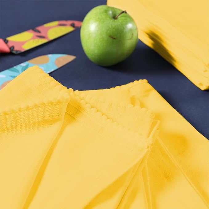 TARAN LIVING Kitchen Towels 100% Cotton Solid Dish Cloths Kitchen Hand Towel Reusuable Dish Towel for Cleaning & Drying Tea Towels Set with Hanging Loop - 18"x 28", Yellow, Pack of 6