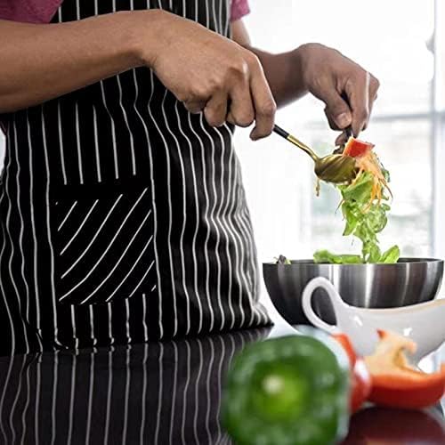 NLUS 2 Pack Kitchen Cooking Aprons, Adjustable Bib Soft Chef Apron with 3 Pockets for Men Women (Umber/Black)