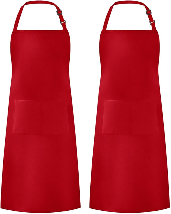 Syntus Apron for Men Women, Adjustable Cooking Kitchen Chef Aprons with 2 Pockets, Cotton/Polycotton/Polyester