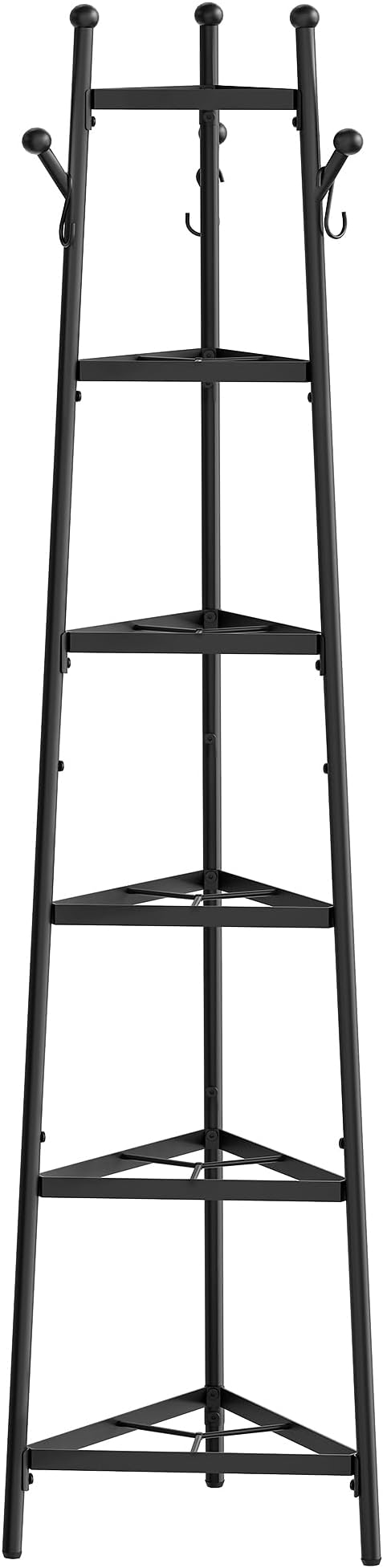 CHOEZON Pot Racks, 6-Tier Cookware Stand, Triangle Shelf Storage Tower for Kitchen, Pans Pots Storage Rack, Metal Wire Shelf Organizer, Corner Shelf, for Kitchen, Living Room, Black TPR15BB