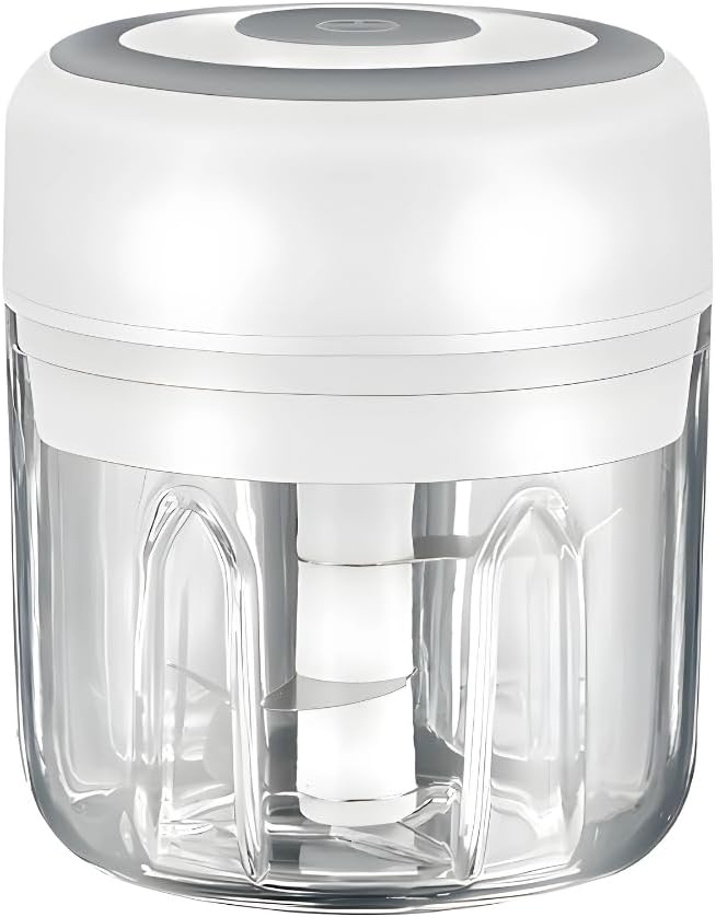 Mini Electric Food Processor & Garlic Chopper, 250ML USB Rechargeable, One-Touch Cordless Chopper with 3 Stainless Steel Blades for Garlic, Onion, Vegetables & Baby Food (White)
