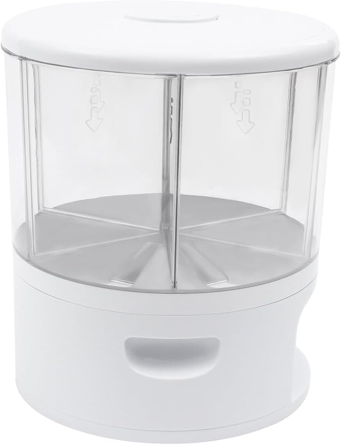 Rice Dispenser 6 Grids Dry Food Storage Containers 360° Rotating Cereal Dispenser for Kitchen Pantry Organization, Storage Bucket for Small Grains, Beans, Rice (6 Grids - Rotating White)