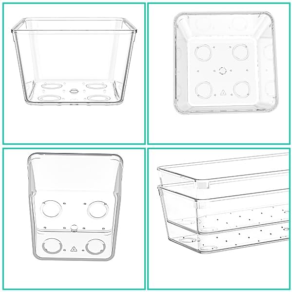 Clear Plastic Drawer Organizers Set of 45 Vanity trays Stackable Storage Bins Dividers Bathroom Organiser Storage Vanity Bins for Makeup, Kitchen Utensils, Jewelries, Office