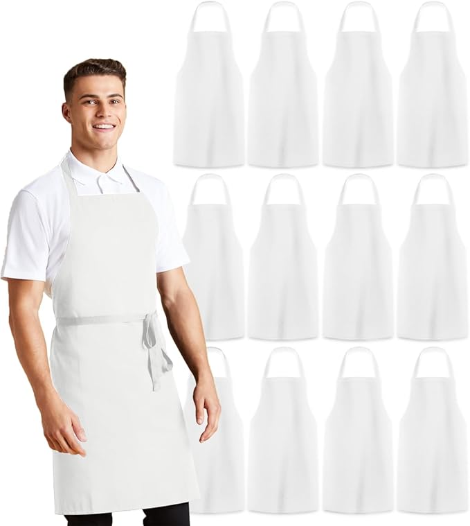 Avalon Kitchen Aprons for Men - 100% Polyester Chef Apron Women with Extra Long Ties - Cooking Aprons for Women & Mens Apron