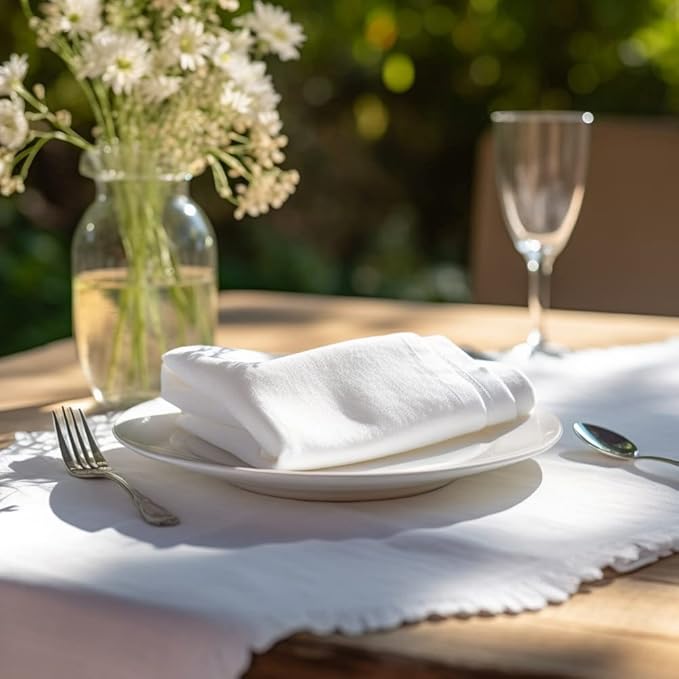 COTTON CRAFT White Dinner Napkins - Set of 12 Classic Pure Cotton Soft Cloth Napkins - Durable Washable Everyday Lunch Brunch Table Restaurant Wedding Party Gift Reusable Napkin - 17 x 17 inches