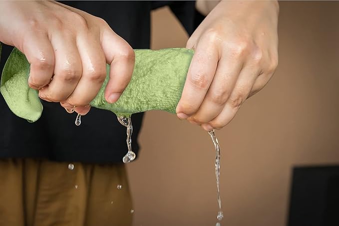 Softolle 100% Cotton Washcloths 60 Pack (12x12 Inches) Soft, Highly Absorbent Washcloth, Face Towels, Wash Cloths for Face, Ring Spun, Bulk Pack (Sage Green)