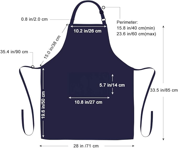 Jubatus 4 Pack Bib Aprons with 2 Pockets Cooking Chef Kitchen Apron for Women Men, Navy Blue