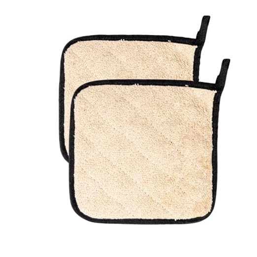 Chef Approved 8" x 8" Terry Cloth Pot Holder | Commercial Heat Resistant Hot Pad Non-Slip Grip Oven Pan Grabber for Kitchen Restaurant Catering Buffet Service | Square, Beige, Poly-Cotton Blend