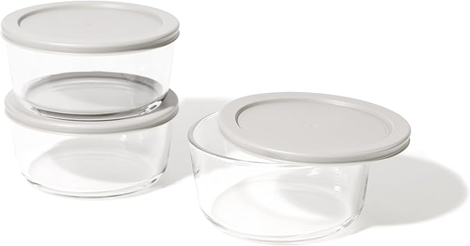 DURA LIVING 6-Piece Glass Food Storage Containers Set (3 Containers + 3 BPA-Free Lids) | 4-Cup, Leakproof | Microwave, Freezer, Oven & Dishwasher Safe | Ideal for Meal Prep & Pantry Organization