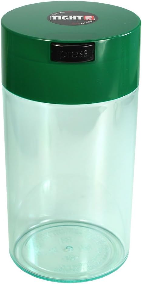 Tightvac 3 to 12 Oz - Patented Airtight Container | Multi-use Vacuum Container Works as Smell Proof Containers for Herbs and Dry Goods. Green Clear