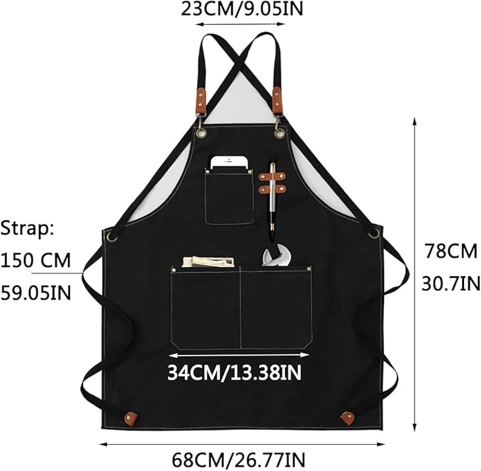Aprons For Women Men With Pockets 2 Pcs,Kitchen Waterproof Hair Stylist Linen Bbq Tool Canvas For Adults Apron