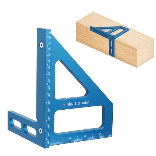 6" Imperial 3D Multi-Angle Measuring Ruler,45/90 Degree Aluminum Alloy Woodworking Square Protractor,Drawing Line,Miter Triangle Ruler High Precision Layout Measuring Tool for Woodworking